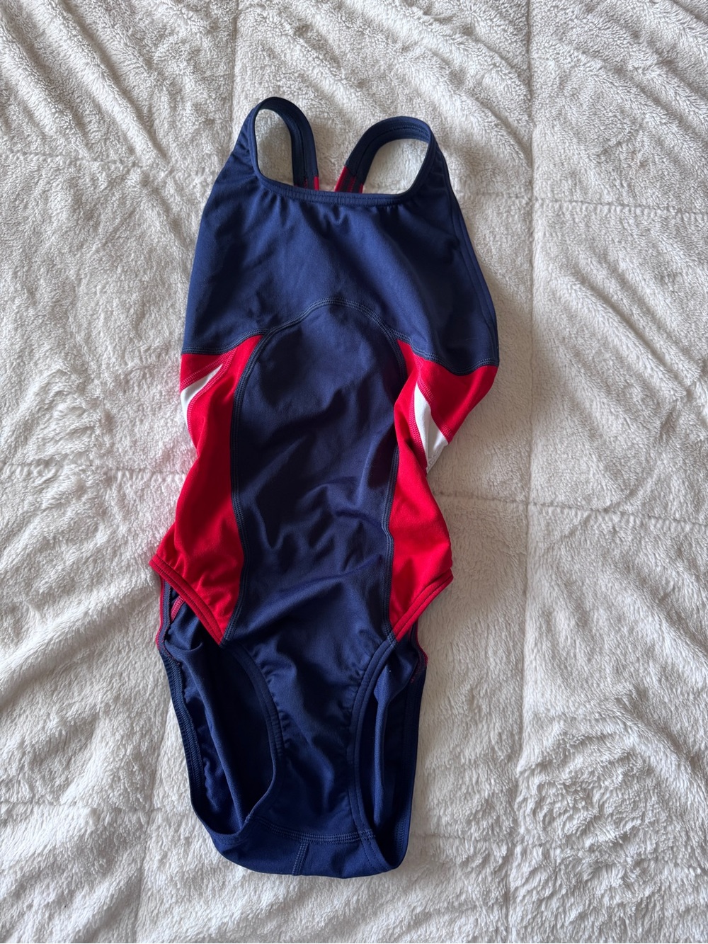 Like New SPEEDO Women's Endurance+ red/white/navy Splice Swimsuit